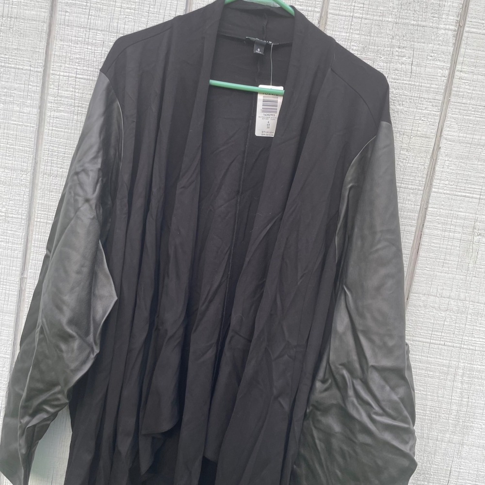Torrid Drape Jacket Open Front Faux Leather Sleeves Plus‎ Size 6 6X